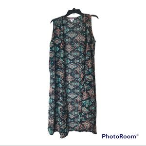 LULAROE Joy Long Sleeveless Vest Duster Cardigan Boho Aztec  Pattern medium